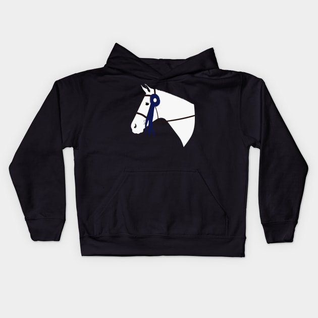 Blue Ribbon (Grey Horse) Kids Hoodie by AliScarletAdams